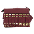 PRADA Shoulder Bag Safiano leather Bordeaux Gold Auth 191473V-2