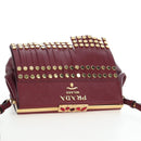 PRADA Shoulder Bag Safiano leather Bordeaux Gold Auth 191473V-6