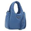 PRADA Hand Bag Leather 2way Blue Silver Auth 191476SM-1