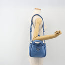 PRADA Hand Bag Leather 2way Blue Silver Auth 191476SM-25