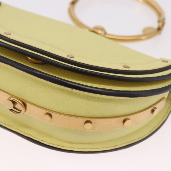 Chloe Nile Small Minodiaire Hand Bag Leather 2way Yellow Gold Auth 191477A