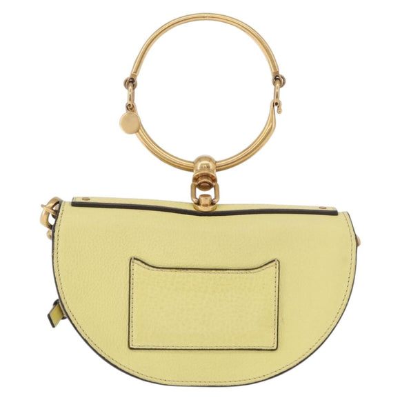 Chloe Nile Small Minodiaire Hand Bag Leather 2way Yellow Gold Auth 191477A