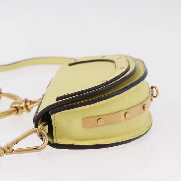 Chloe Nile Small Minodiaire Hand Bag Leather 2way Yellow Gold Auth 191477A