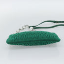 Miu Miu Gathered Bijoux Chain Shoulder Bag Canvas Green Silver Auth 191478SM-5