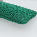 Miu Miu Gathered Bijoux Chain Shoulder Bag Canvas Green Silver Auth 191478SM-17