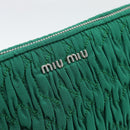 Miu Miu Gathered Bijoux Chain Shoulder Bag Canvas Green Silver Auth 191478SM-19