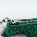 Miu Miu Gathered Bijoux Chain Shoulder Bag Canvas Green Silver Auth 191478SM-20