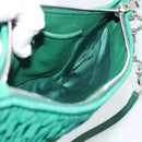 Miu Miu Gathered Bijoux Chain Shoulder Bag Canvas Green Silver Auth 191478SM-22