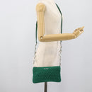 Miu Miu Gathered Bijoux Chain Shoulder Bag Canvas Green Silver Auth 191478SM-25