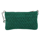 Miu Miu Gathered Bijoux Chain Shoulder Bag Canvas Green Silver Auth 191478SM-2