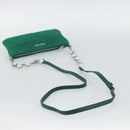 Miu Miu Gathered Bijoux Chain Shoulder Bag Canvas Green Silver Auth 191478SM-7