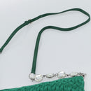 Miu Miu Gathered Bijoux Chain Shoulder Bag Canvas Green Silver Auth 191478SM-14