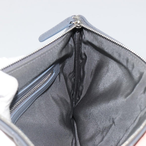 CHANEL Matelasse Clutch Bag Lamb Skin Gray Silver CC Auth 191479SM