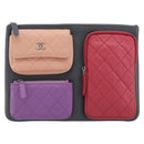 CHANEL Matelasse Clutch Bag Lamb Skin Gray Silver CC Auth 191479SM-2