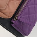 CHANEL Matelasse Clutch Bag Lamb Skin Gray Silver CC Auth 191479SM-21