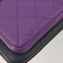 CHANEL Matelasse Clutch Bag Lamb Skin Gray Silver CC Auth 191479SM-22