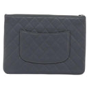 CHANEL Matelasse Clutch Bag Lamb Skin Gray Silver CC Auth 191479SM-3