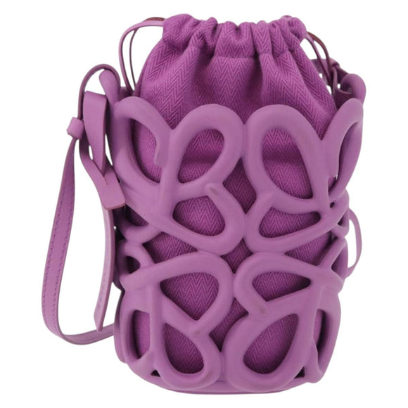 LOEWE Inflatable Pocket Bag Shoulder Bag Canvas Purple Auth 191480M