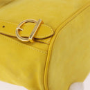 Salvatore Ferragamo Gancini Backpack Suede Yellow Gold Auth 191490A-18