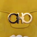 Salvatore Ferragamo Gancini Backpack Suede Yellow Gold Auth 191490A-19
