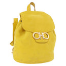 Salvatore Ferragamo Gancini Backpack Suede Yellow Gold Auth 191490A-1