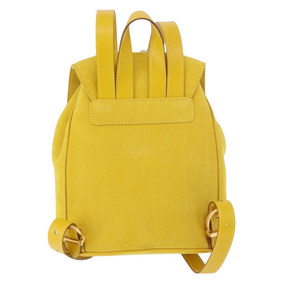 Salvatore Ferragamo Gancini Backpack Suede Yellow Gold Auth 191490A