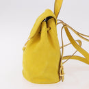 Salvatore Ferragamo Gancini Backpack Suede Yellow Gold Auth 191490A-3