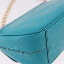 Salvatore Ferragamo Gancini Chain Shoulder Bag Leather Blue Gold Auth 191493A-15