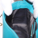 Salvatore Ferragamo Gancini Chain Shoulder Bag Leather Blue Gold Auth 191493A-20