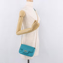 Salvatore Ferragamo Gancini Chain Shoulder Bag Leather Blue Gold Auth 191493A-22