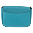 Salvatore Ferragamo Gancini Chain Shoulder Bag Leather Blue Gold Auth 191493A-2