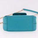 Salvatore Ferragamo Gancini Chain Shoulder Bag Leather Blue Gold Auth 191493A-5