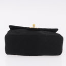 CHANEL Mini Matelasse 17 Chain Shoulder Bag Cotton Black Gold CC Auth 191494A-10