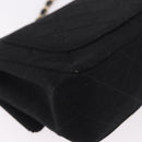CHANEL Mini Matelasse 17 Chain Shoulder Bag Cotton Black Gold CC Auth 191494A-13