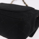 CHANEL Mini Matelasse 17 Chain Shoulder Bag Cotton Black Gold CC Auth 191494A-14