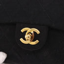 CHANEL Mini Matelasse 17 Chain Shoulder Bag Cotton Black Gold CC Auth 191494A-15