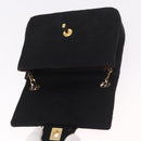 CHANEL Mini Matelasse 17 Chain Shoulder Bag Cotton Black Gold CC Auth 191494A-16