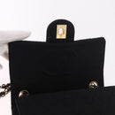 CHANEL Mini Matelasse 17 Chain Shoulder Bag Cotton Black Gold CC Auth 191494A-17