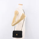 CHANEL Mini Matelasse 17 Chain Shoulder Bag Cotton Black Gold CC Auth 191494A-27