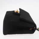 CHANEL Mini Matelasse 17 Chain Shoulder Bag Cotton Black Gold CC Auth 191494A-4