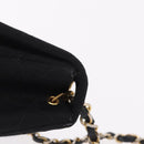 CHANEL Mini Matelasse 17 Chain Shoulder Bag Cotton Black Gold CC Auth 191494A-5