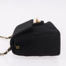 CHANEL Mini Matelasse 17 Chain Shoulder Bag Cotton Black Gold CC Auth 191494A-6