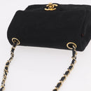 CHANEL Mini Matelasse 17 Chain Shoulder Bag Cotton Black Gold CC Auth 191494A-7