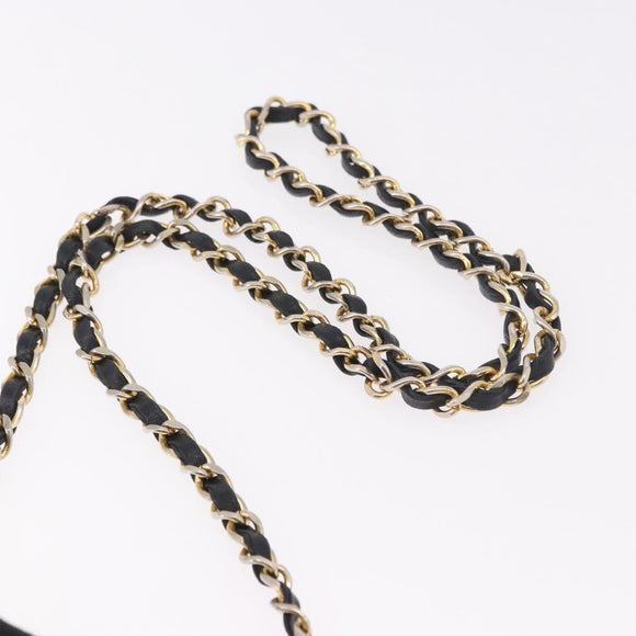 CHANEL Mini Matelasse 17 Chain Shoulder Bag Cotton Black Gold CC Auth 191494A