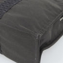 HERMES Her Line MM Hand Bag Canvas Gray Silver Auth 191495A-10