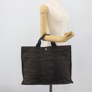 HERMES Her Line MM Hand Bag Canvas Gray Silver Auth 191495A-19
