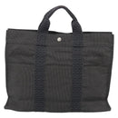 HERMES Her Line MM Hand Bag Canvas Gray Silver Auth 191495A-3