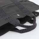 HERMES Her Line MM Hand Bag Canvas Gray Silver Auth 191495A-7