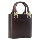 Salvatore Ferragamo Gancini Hand Bag Wood Brown Gold Auth 191507V-1