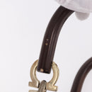 Salvatore Ferragamo Gancini Hand Bag Wood Brown Gold Auth 191507V-10